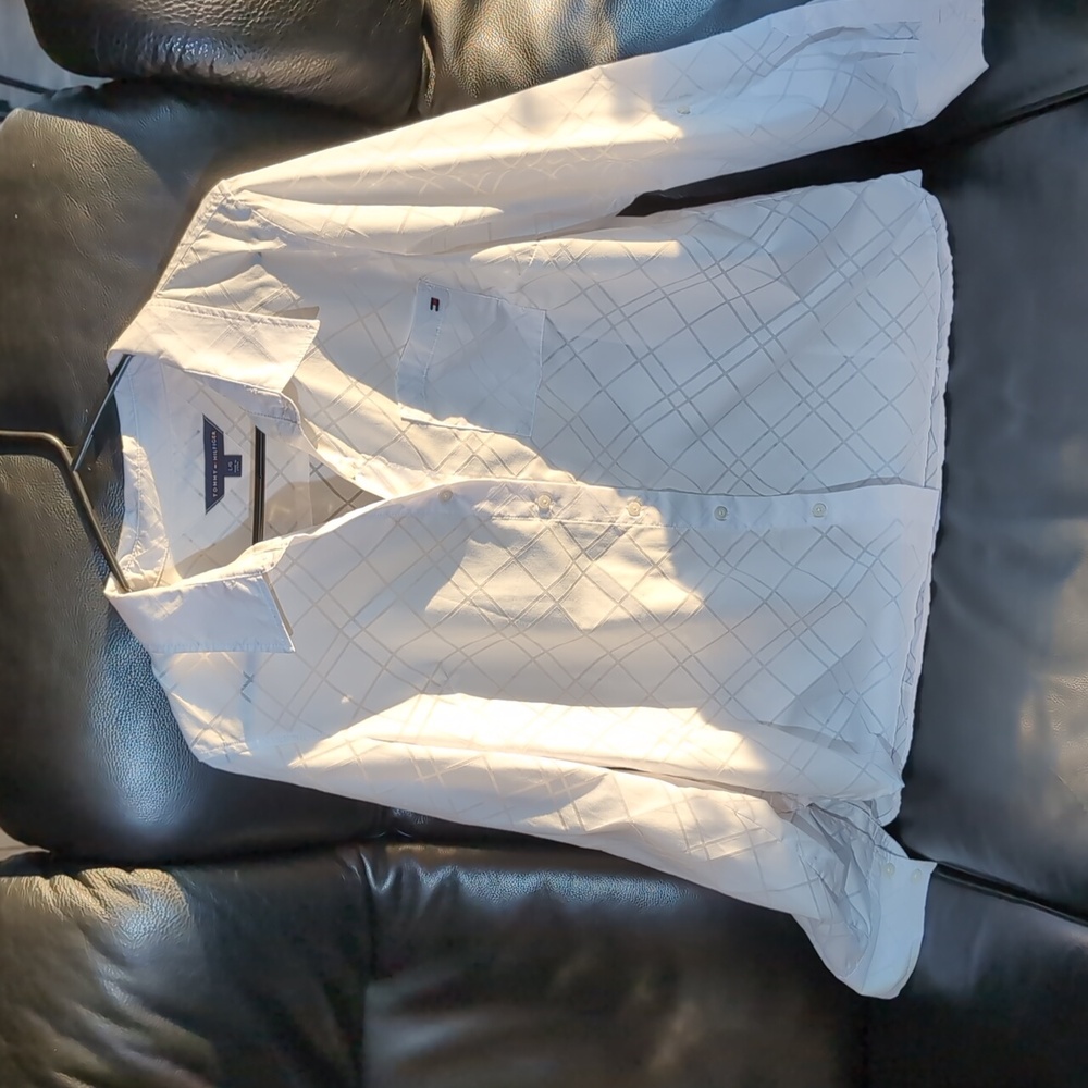 Tommy Hilfiger white long sleeve semi peekaboo shirt